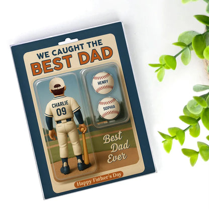 We Caught The Best Dad Grandpa Cartoon Baseball Lover Toy Box Figure Style Personalized Acrylic Block Plaque
