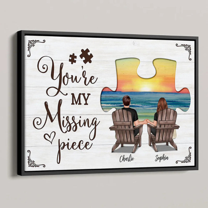 My Missing Piece Couple Beach Landscape Personalized Poster, Gift For Couples, For Him, For Her