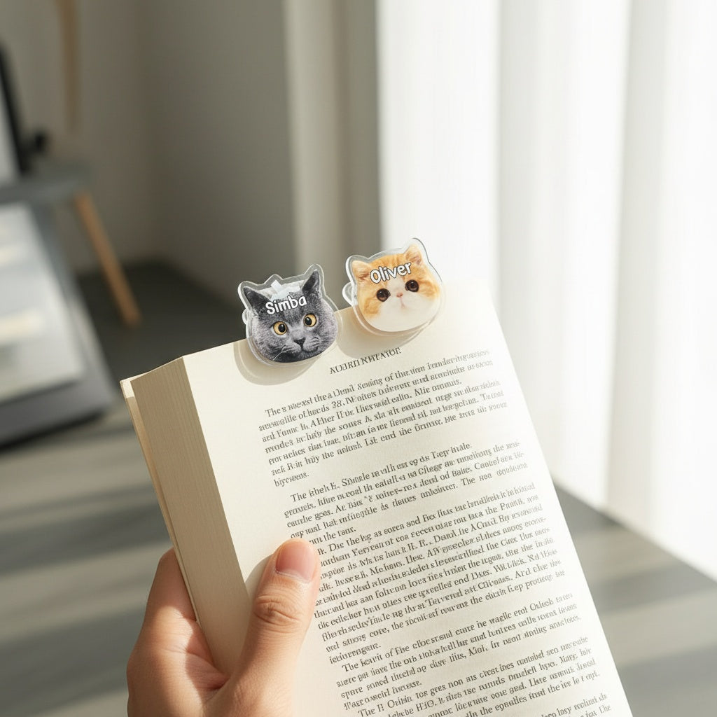 Custom Pet Photo Clip – Acrylic Personalized Binder Clip for Notes, Files, Books, Cute Gift for Readers, Book Lovers Gift