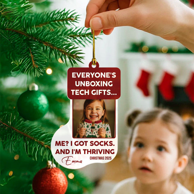 Everyone's Unboxing Tech Gifts, Personalized Photo EveryoneTech Gift I Got Sock Ornament For Kid