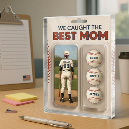 We Caught The Best Mom Baseball Lover Toy Box Figure Style Personalized Acrylic Block Plaque