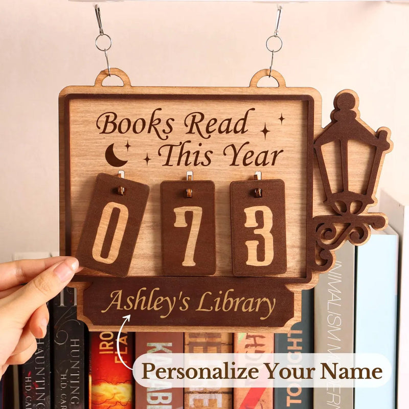 Personalized Street Lamp Books Read Tracker Hanging Sign, Bookish Decor, Bookish Gift, Gift for Readers, Book Lovers Gift