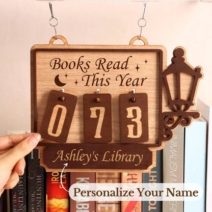 Personalized Street Lamp Books Read Tracker Hanging Sign, Bookish Decor, Bookish Gift, Gift for Readers, Book Lovers Gift