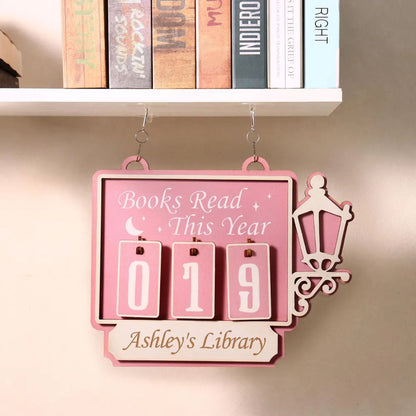 Personalized Street Lamp Books Read Tracker Hanging Sign, Bookish Decor, Bookish Gift, Gift for Readers, Book Lovers Gift