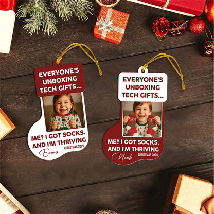 Everyone's Unboxing Tech Gifts, Personalized Photo EveryoneTech Gift I Got Sock Ornament For Kid