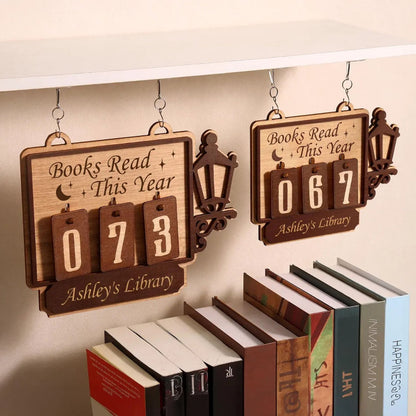 Personalized Street Lamp Books Read Tracker Hanging Sign, Bookish Decor, Bookish Gift, Gift for Readers, Book Lovers Gift