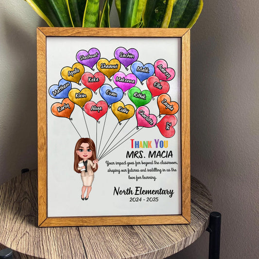 Personalized Teacher Appreciation Heart Balloon Sign, Heartwarming Gift for Educators, Teacher Appreaciation Gift