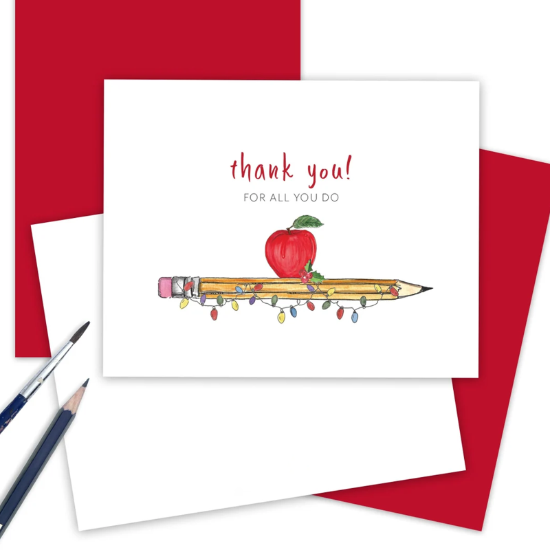 Teacher Appreciation Christmas Card,  Holiday Gratitude Thank You Card