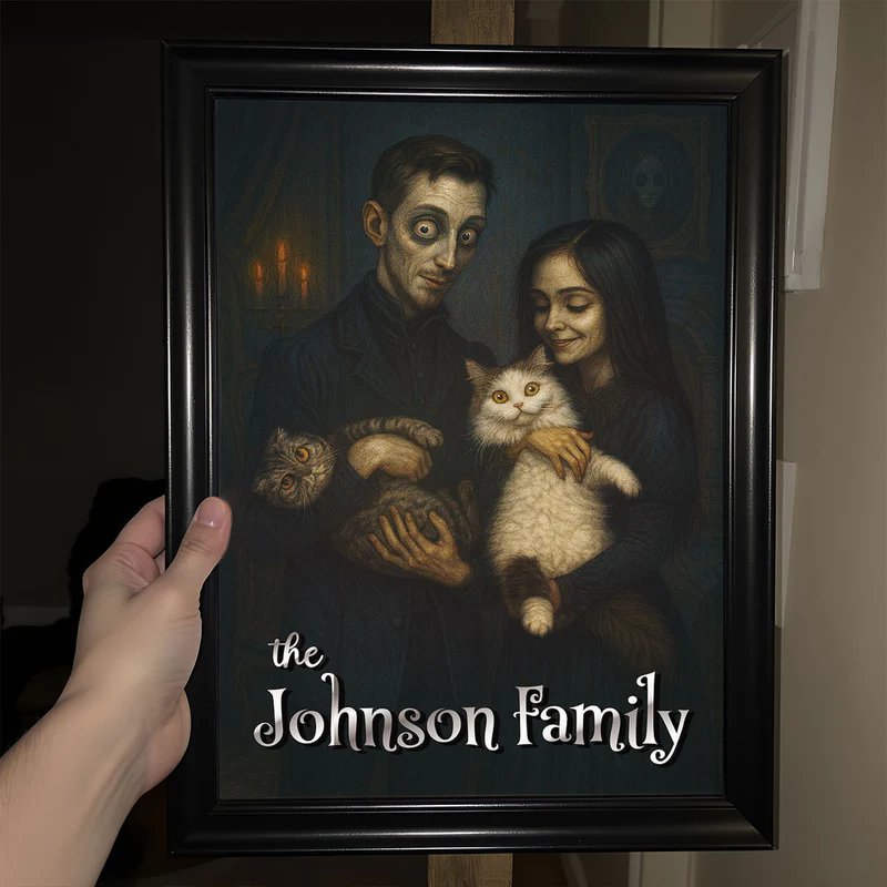 Custom Gothic Family Portrait from Photo Personalized Poster, Halloween Decor