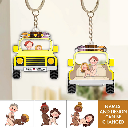 Personalized Love Journey Of Ours Safari Jeep Shaking Keychain, Funny Gift For Couple, For Him, For Her, Boyfriend, Girlfriend, Husband, Wife