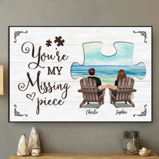 My Missing Piece Couple Beach Landscape Personalized Poster, Gift For Couples, For Him, For Her