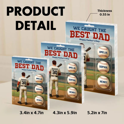 Custom Figure We Caught The Best Dad Baseball With Kids' Names Personalized Acrylic Block Plaque, Perfect Father's Day Gift For Him, For Dad, For Baseball Lover