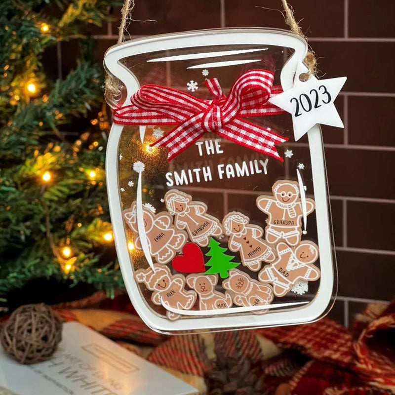Personalized Family Gingerbread Cookie Jar Ornament, Christmas Ornament 2023