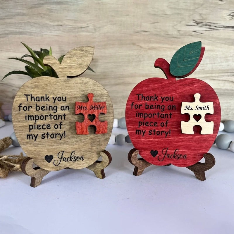 Personalized Teacher Apple Puzzle Sign, End of Year Gift Idea