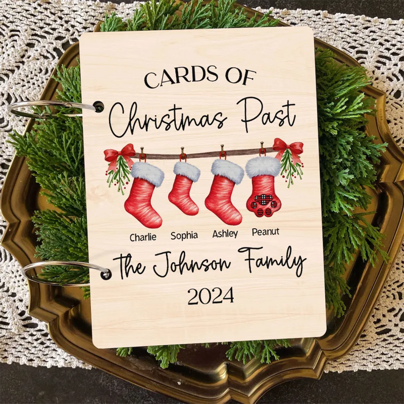 Personalized Family Stocking Holiday Card Keeper, Christmas Card Keepsake Holder