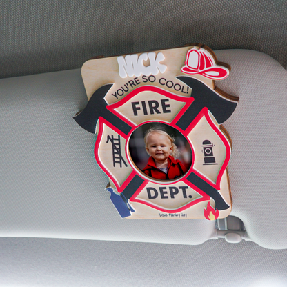 Personalized Public Safety Professional Dad Photo Holder Car Visor Clip, Father's Day Gift