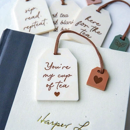 Personalized Teacup and Tea Bag Bookmark, Mother's Day Gift for Book Lovers, Custom Bookish Keepsake for Mom