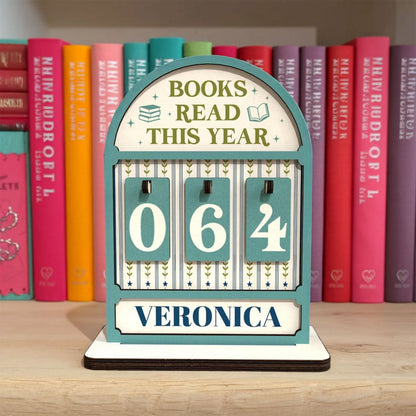 Personalized Vintage Floral Pattern Books Read This Year Counter Mini Plaque With Flat Base, Gift for Readers, Book Lovers Gift, Bookshelf Decor