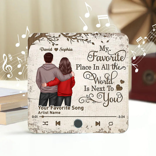 Favorite Place In The World Couple Standing Back View Personalized Music Fridge Magnet, Gift For Him, For Her, For Valentine's Day