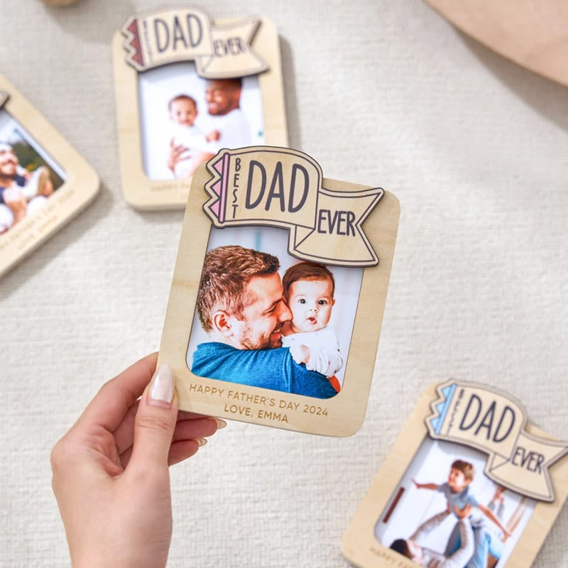 Personalized Best Dad Ever Fridge Photo Magnet, Father's Day Gift For Dad, Grandpa