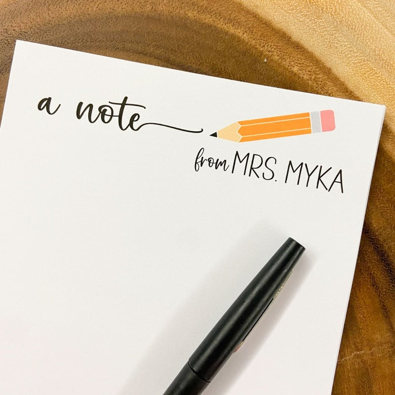Personalized Teacher Notepad, Teacher Appreciation Gift