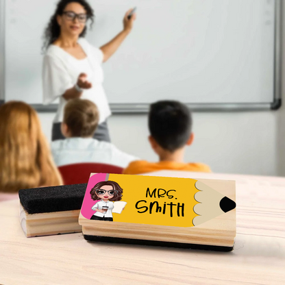 Personalized Doll Teacher Pencil Whiteboard Eraser, End Of The School Year Gift For Teachers, Teacher Appreciation Gift
