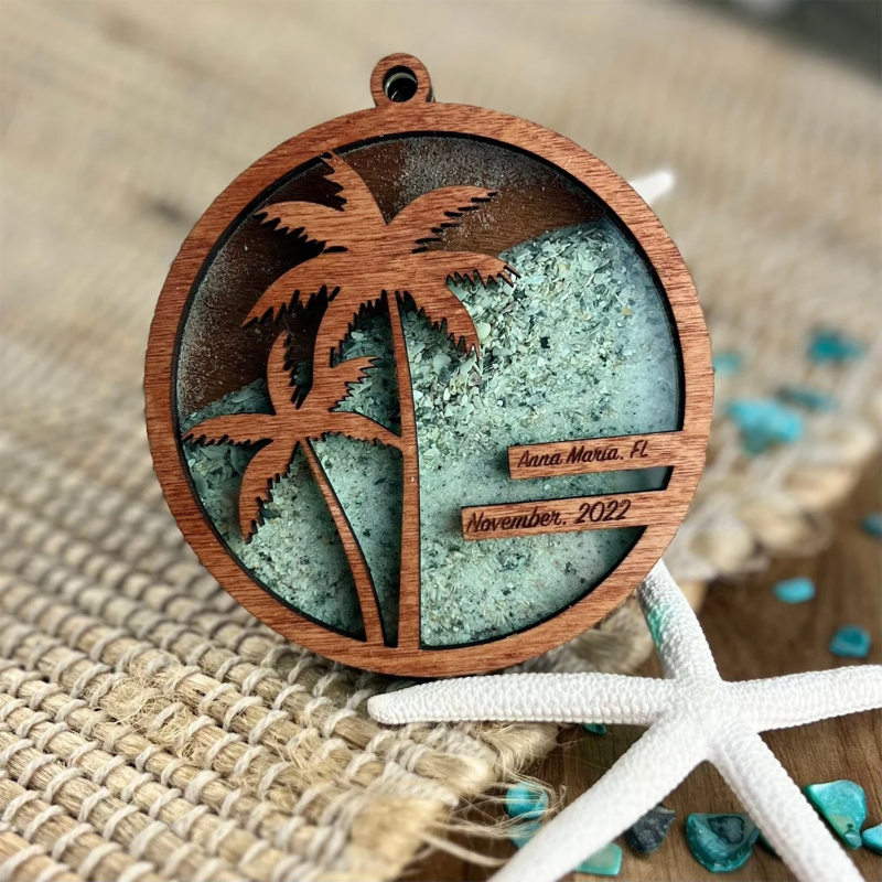 Personalized Beach Sand Jar Ornament, Christmas Family Vacation Keepsake Ornament