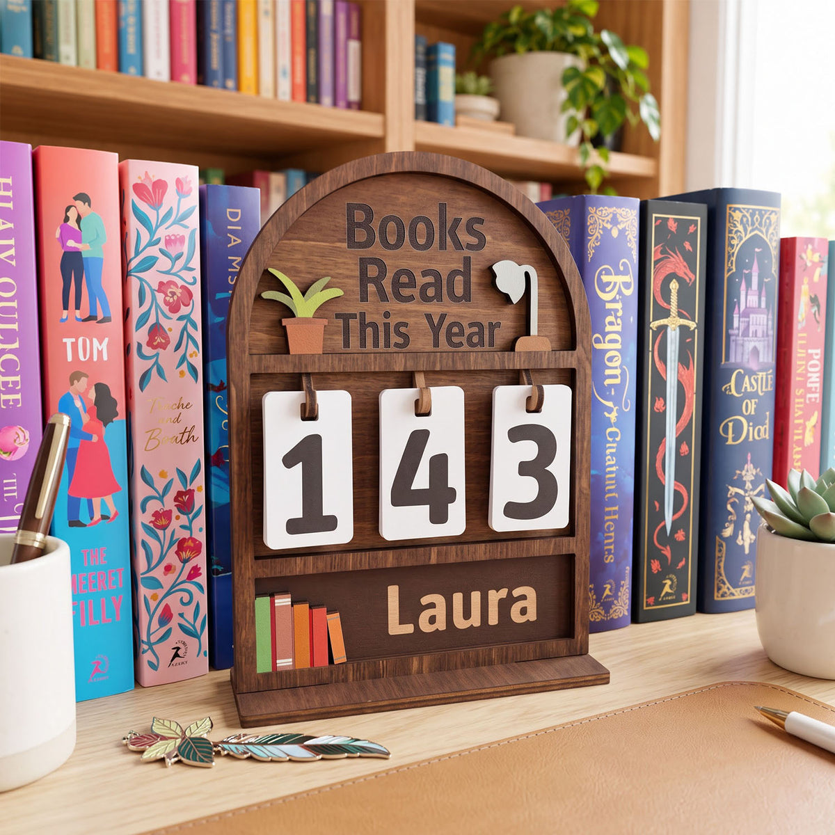 Personalized Books Read This Year Counter Mini Plaque With Flat Base, Gift for Readers, Book Lovers Gift, Bookshelf Decor