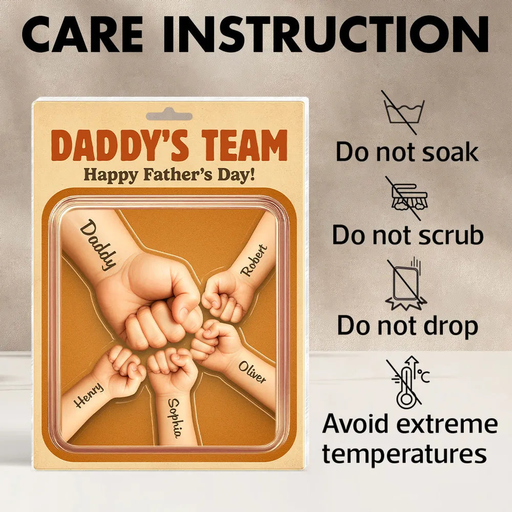 Daddy Team Fist Bump Custom Figure Personalized Acrylic Block Plaque, Father's Day gift