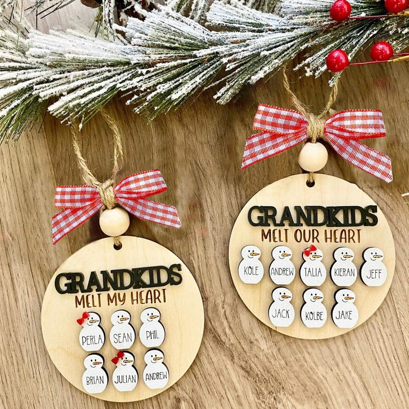 Personalized Grandkids Melt My Heart Christmas Ornament