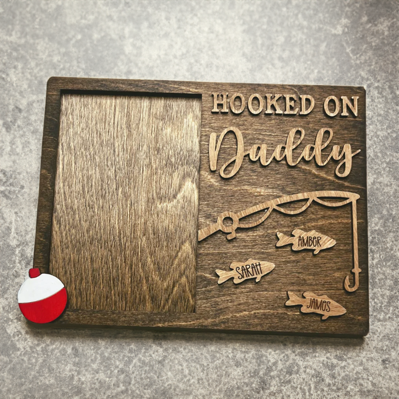 Personalized Hooked on Daddy Picture Frame, Father's Day Gift