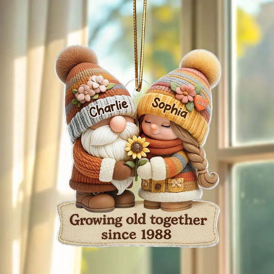Gnome Couple Growing Old Together Personalized Acrylic Ornament, Couple Christmas Gift, Anniversary Gift for him for her
