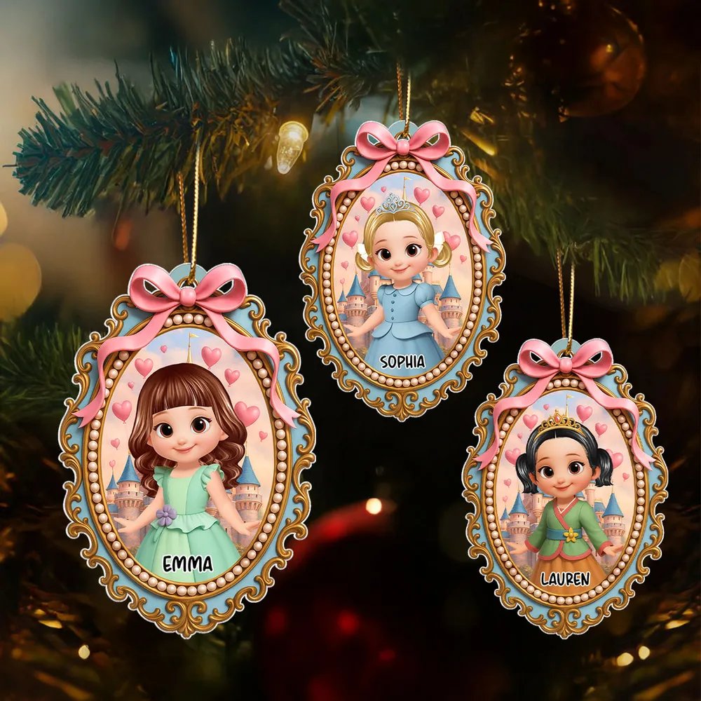 Magical Castle Coquette Bow Little Princess - Personalized Acrylic Ornament - Christmas Gift For Granddaughter Daughter