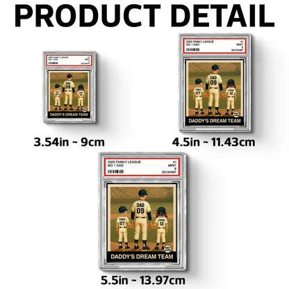 Baseball No. 1 Dad Man & Kids Trading Card Style Personalized Acrylic Fridge Magnet