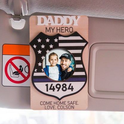 Personalized Police Officer Photo Visor Clip Gift For Police Dad, Father's Day Gift