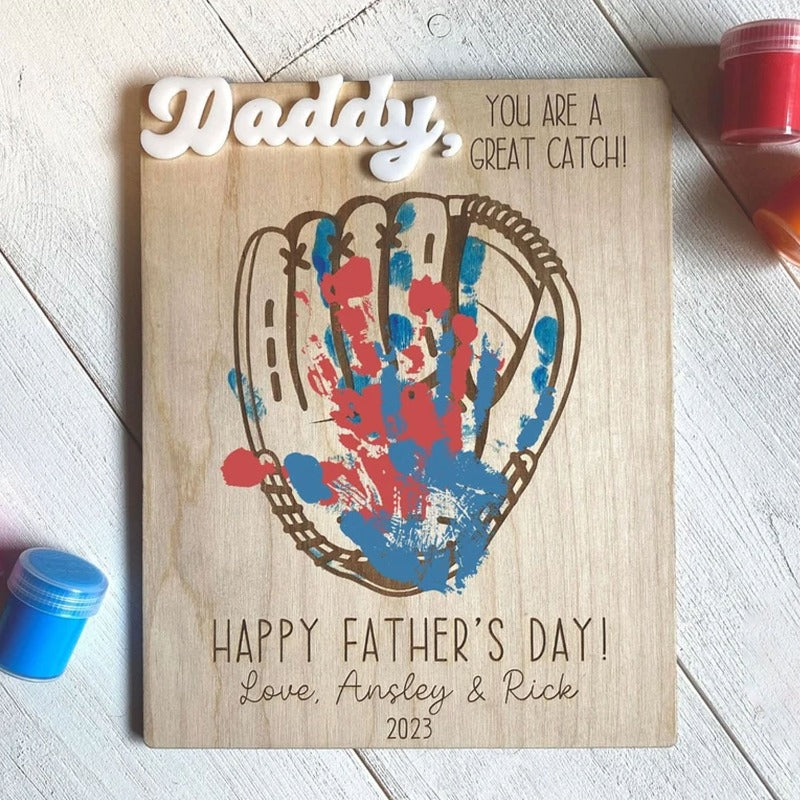 Personalized Father's day DIY Handprint, Footprint Sign