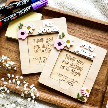 Personalized Teacher Flower Post-it Note Holder for Teacher Appreciation Gift, End Of School Year Gift