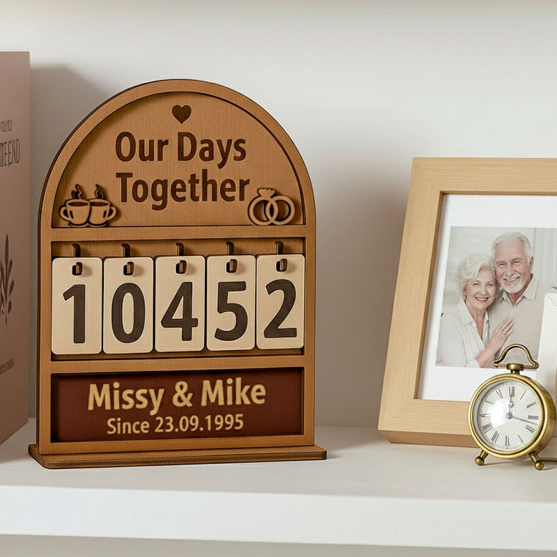 Personalized Count The Days Been Togeter Tracker Plaque With Flat Base, Shelf Decoration, Gifts For Couple