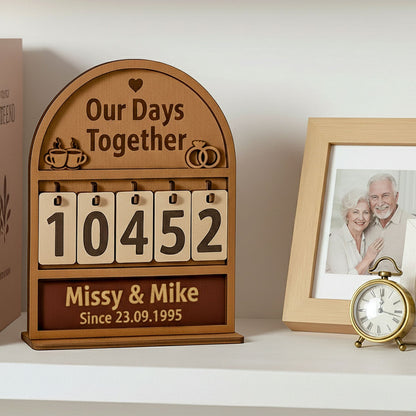Personalized Count The Days Been Togeter Tracker Plaque With Flat Base, Shelf Decoration, Gifts For Couple