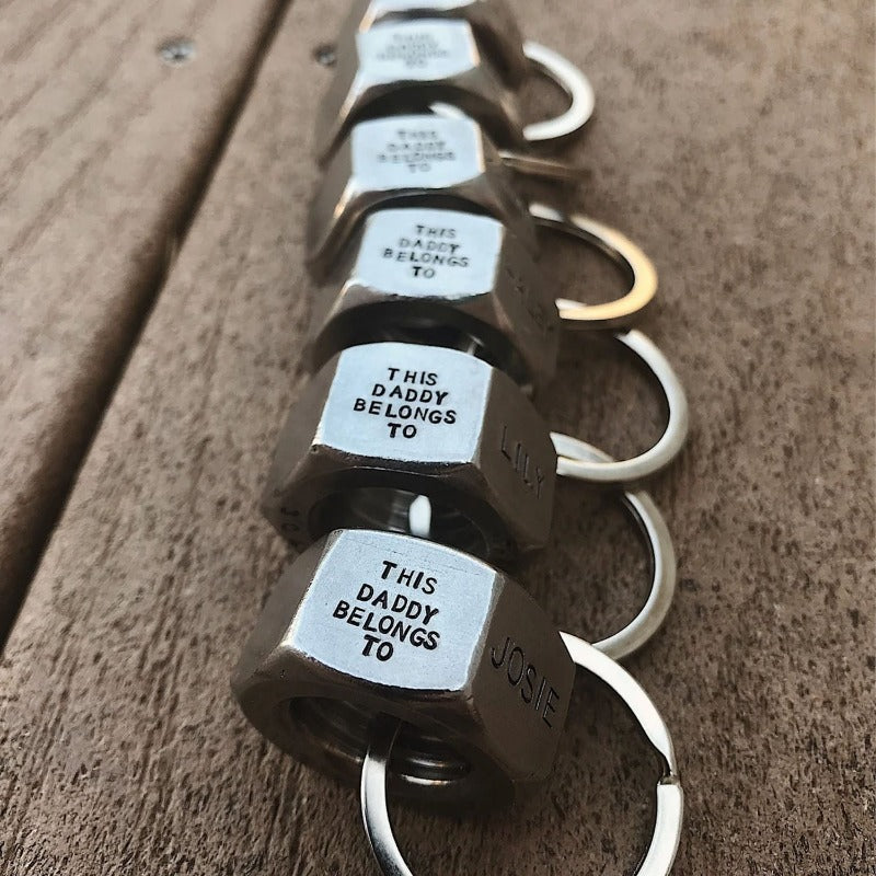 Personalized Stainless Steel Nut Keychain, Unique Gift For Men, Anniversary Gift