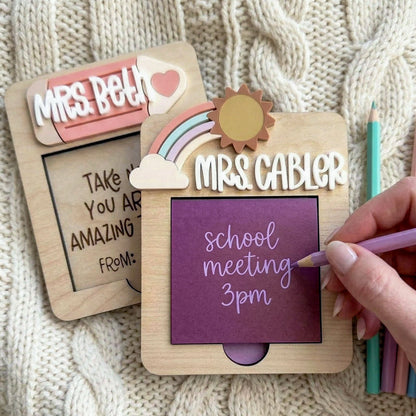 Personalized Sticky Note Holder for Teacher Appreciation Gift, End Of School Year Gift, Christmas Gift For Teacher