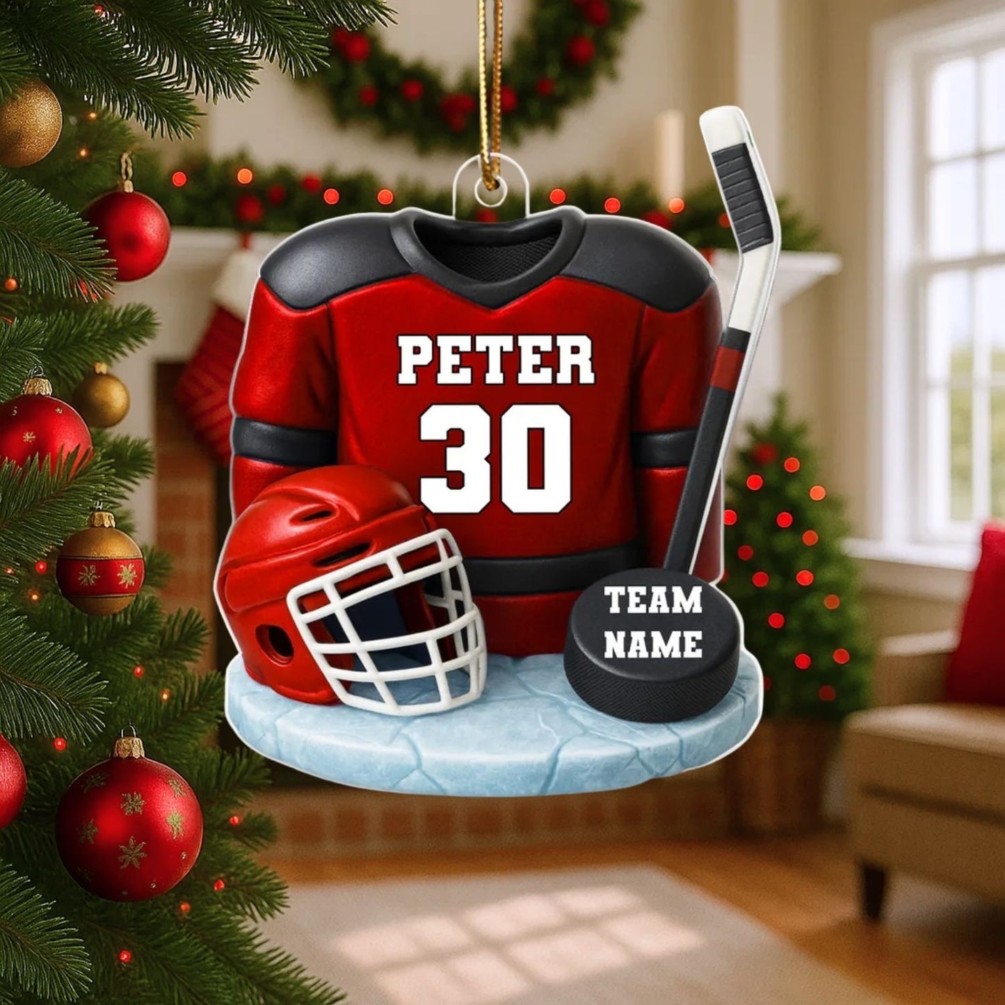 Hockey Kit - Personalized Acrylic Ornament - Christmas Gift For Son, Grandson, Boyfriend