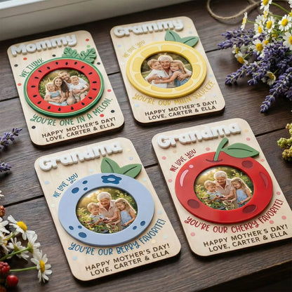Personalized Fruit Photo Holder Fridge Magnet, Custom Love You Picture Clip for Mom & Grandma, Mother's Day Photo Gift