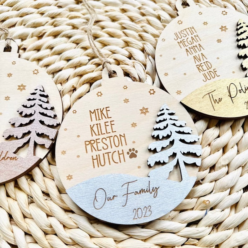 Personalized Family Name Tree Ornament, Family Christmas Ornament