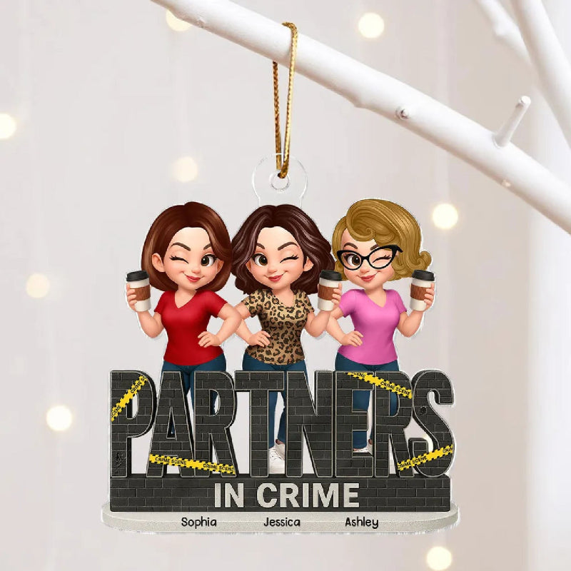 Personalized Partners In Crime Do Not Cross Besties Sisters Acrylic Ornament
