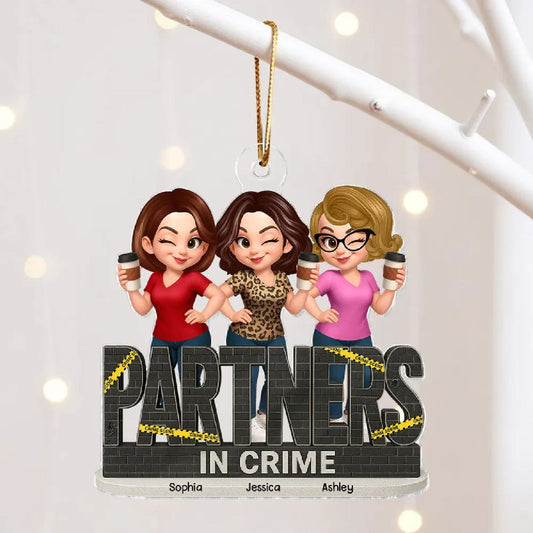 Personalized Partners In Crime Do Not Cross Besties Sisters Acrylic Ornament
