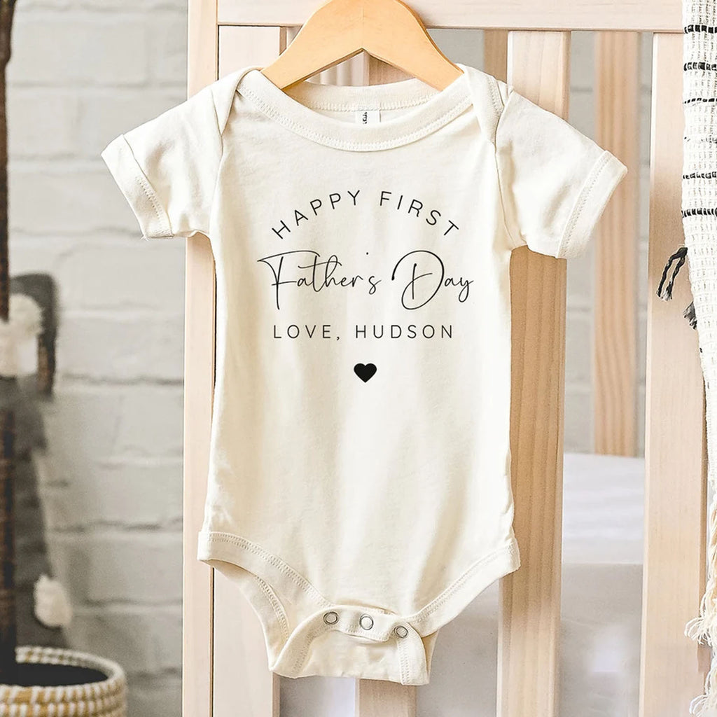 Personalized Happy First Father's Day Baby Onesie