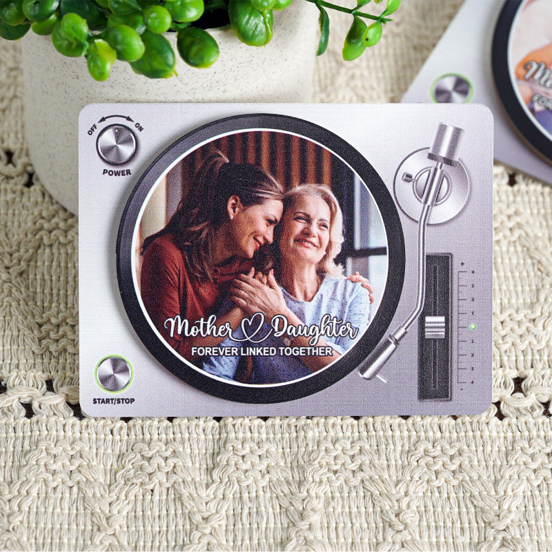 Mother & Daughters Sons Forever Linked Together Upload Photo Personalized NFC Acrylic Music Vinyl Record, Heartfelt Gift For Mom