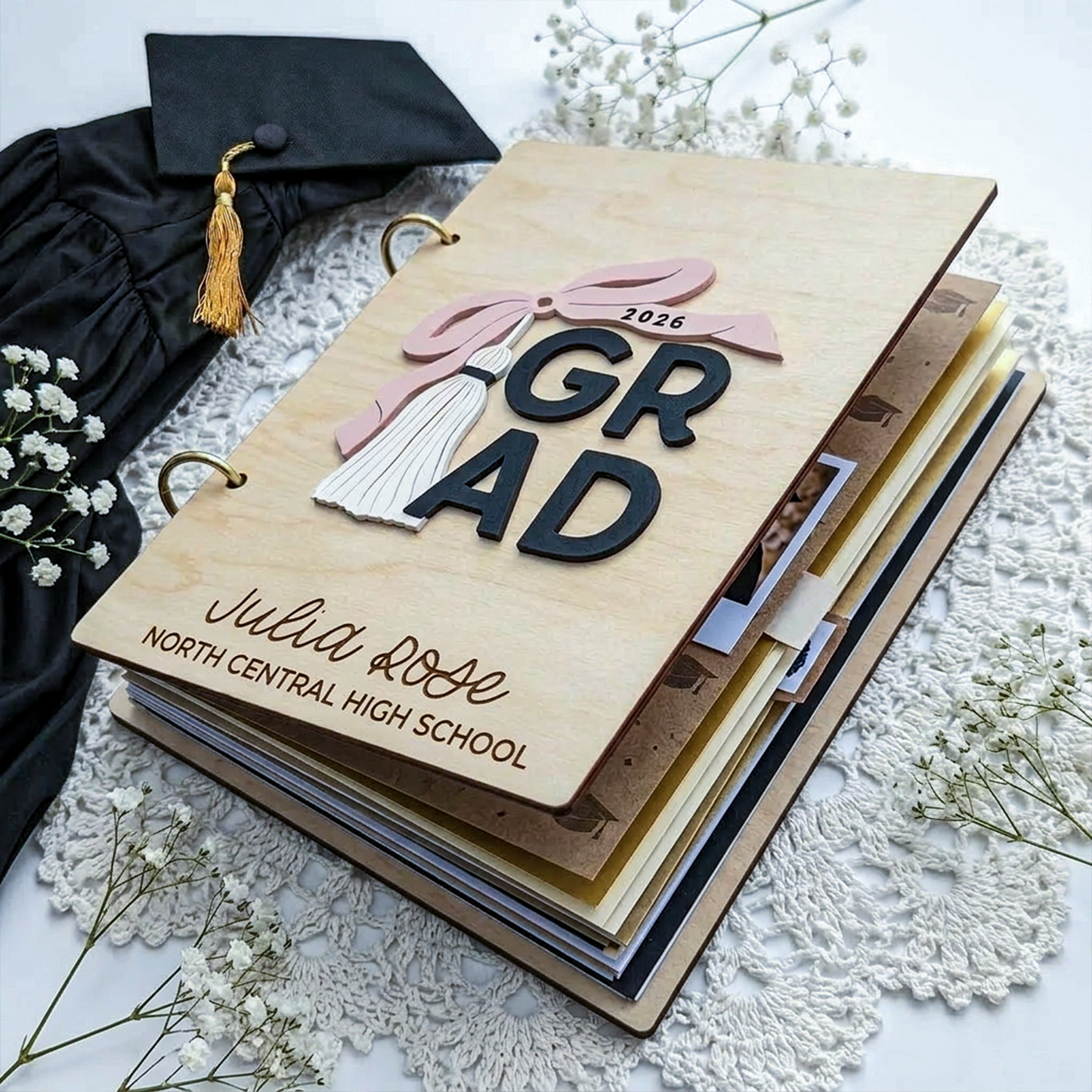 Personalized Graduation Guest Book and Card Holder, 2026 Graduate Keepsake, Photo Guest Book Decor, Polaroid Camera Guestbook