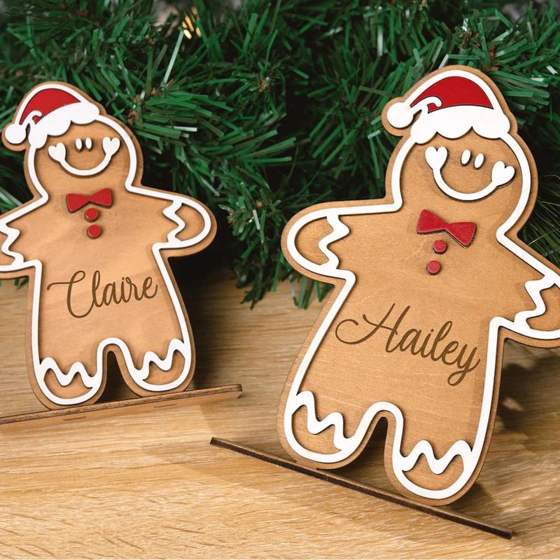 Personalized Family Freestanding Gingerbread, Custom Christmas Gingerbread with Names, Family Christmas Table Decorations, Xmas Ornaments